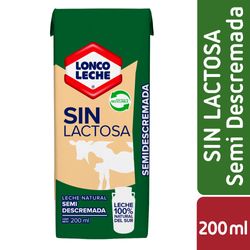 Leche semidescremada sin lactosa Loncoleche 200 ml