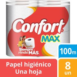 Papel higiénico Confort max una hoja 8 un de 100 m