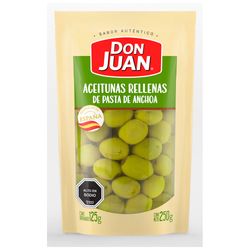 Aceitunas verdes Don Juan rellenas pasta de anchoa bolsa 250 g