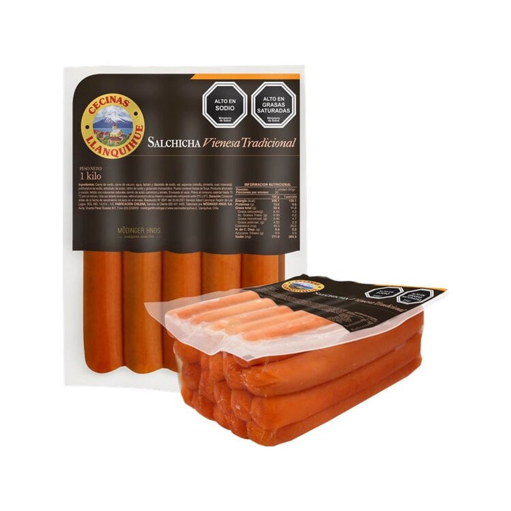 Salchichas Vienesas Llanquihue 20 Un 1 Kg Telemercados