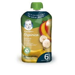 Compota Gerber orgánico plátano mango pouch 100 g