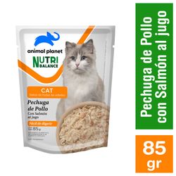 Alimento húmedo gato Animal Planet pechuga de pollo con salmón al jugo doypack 85 g