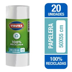 Bolsa de basura Virutex blanca 50 x 55 cm rollo 20 un