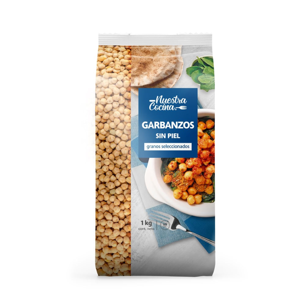 Garbanzos Nuestra Cocina sin piel bolsa 1 Kg