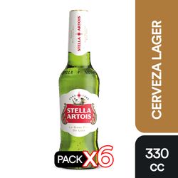 Pack Cerveza Stella Artois botella 6 un de 330 cc