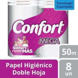 Papel higiénico Confort doble hoja 8 un (50 m)