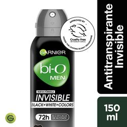 Desodorante Garnier Bi-O men invisible black+white+color 150 ml