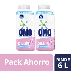 Pack detergente líquido Omo para diluir hipoalergénico 2 botellas de 500 ml rinde 6 L