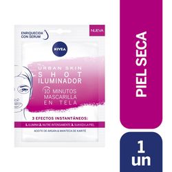 Mascarilla en tela facial Nivea urban skin shot iluminador 1 un