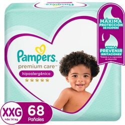 Pañal Pampers premium care XXG 68 un