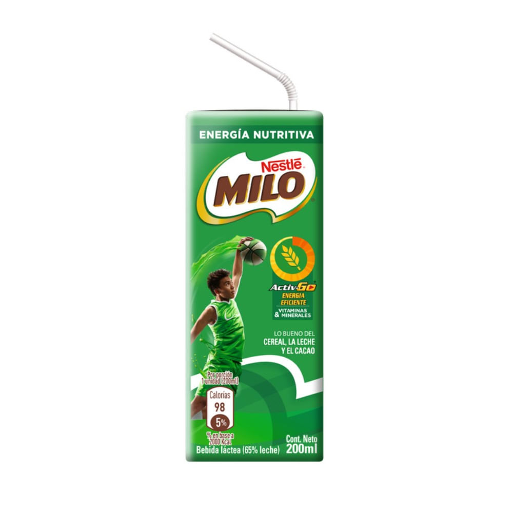 Leche chocolate fortificada Milo 200 ml.