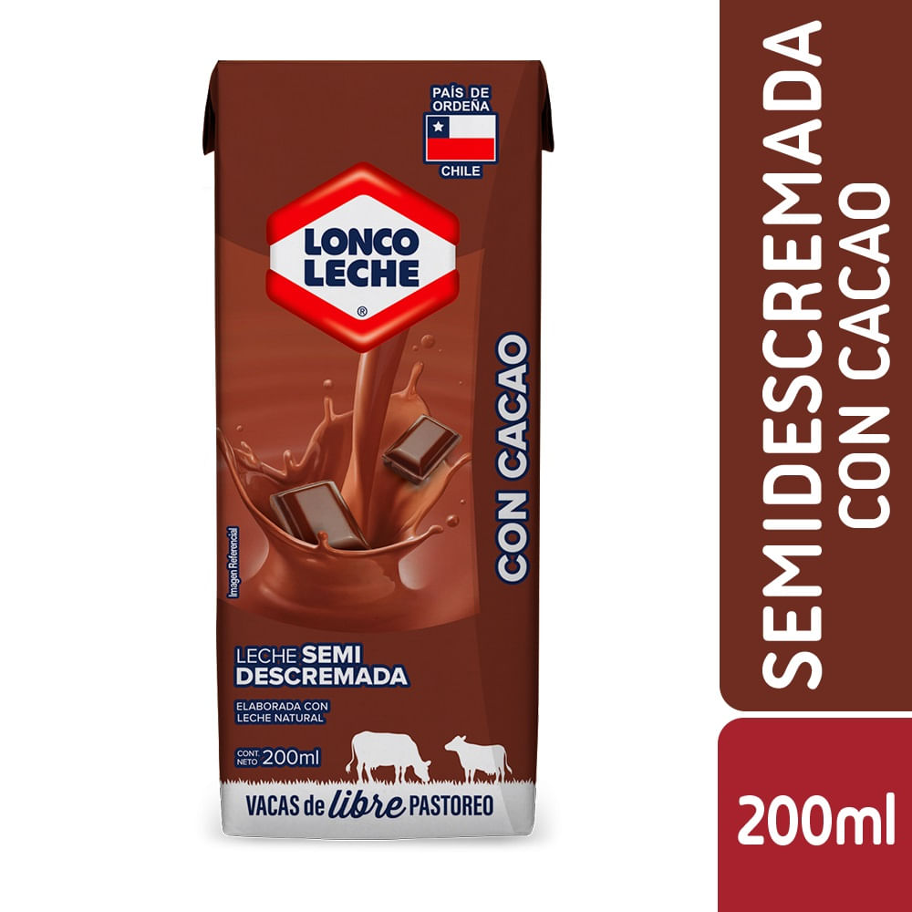 Leche semidescremada Loncoleche sabor chocolate 200 ml