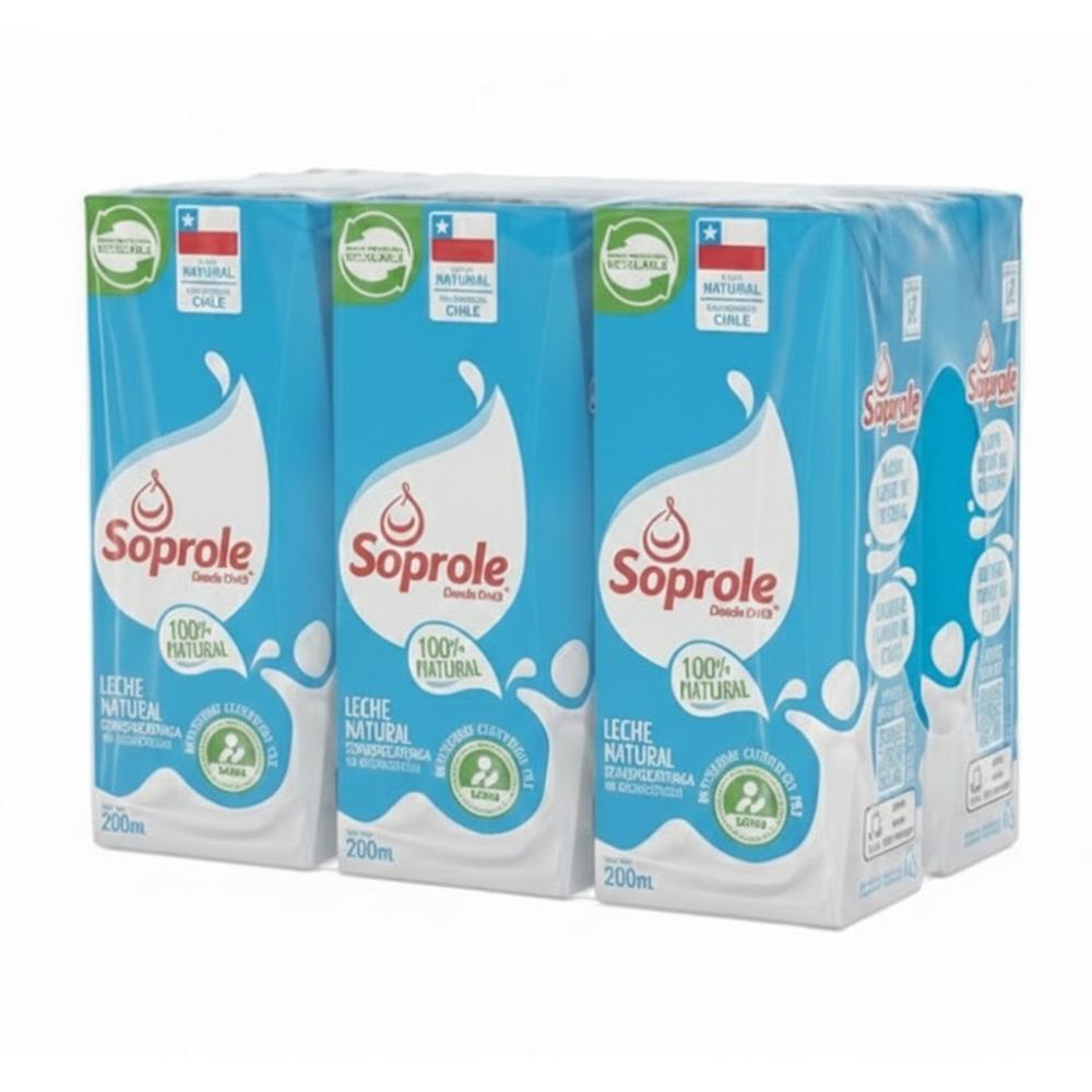 Leche semidescremada natural Soprole 6 un de 200 ml
